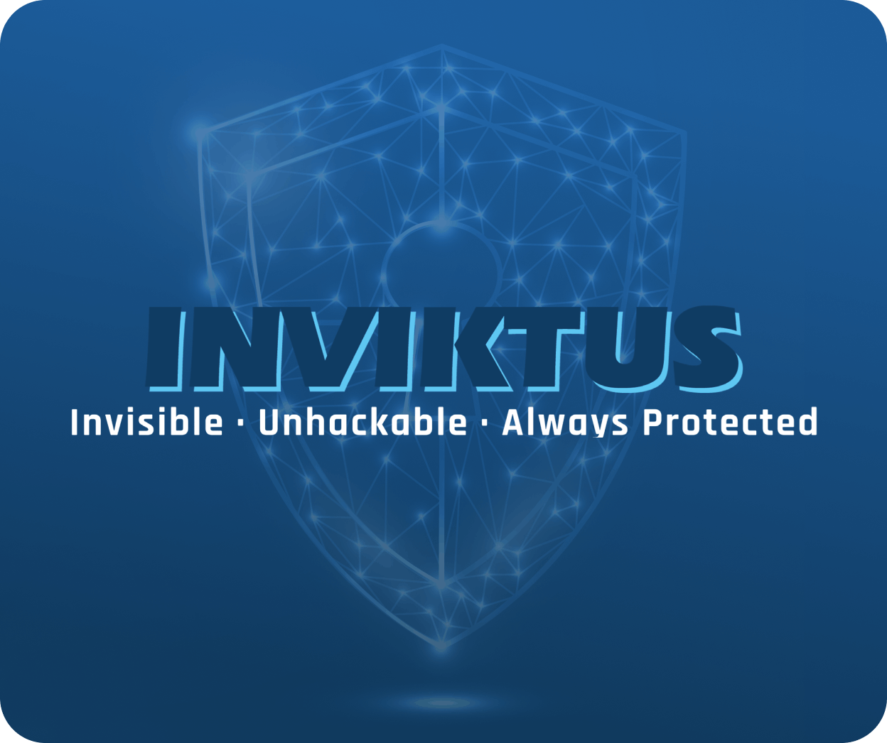 Inviktus logo with glowing shield in background